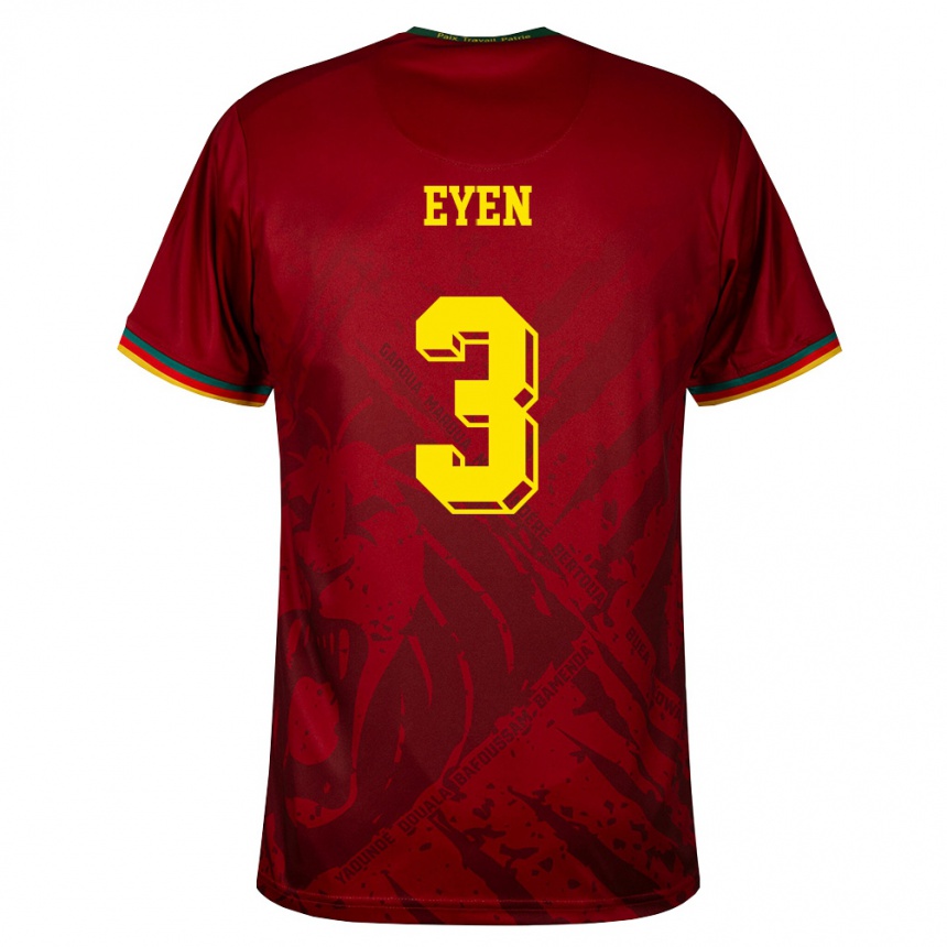 נשים כדורגל קמרון Oscar Eyen #3 אדום עמוק ירוק צהוב הרחק ג'רזי 26-28
