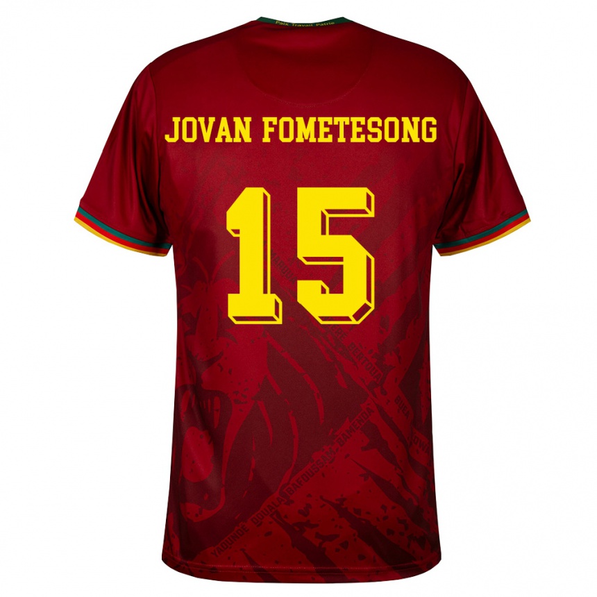 נשים כדורגל קמרון Ralph Jovan Fometesong #15 אדום עמוק ירוק צהוב הרחק ג'רזי 26-28