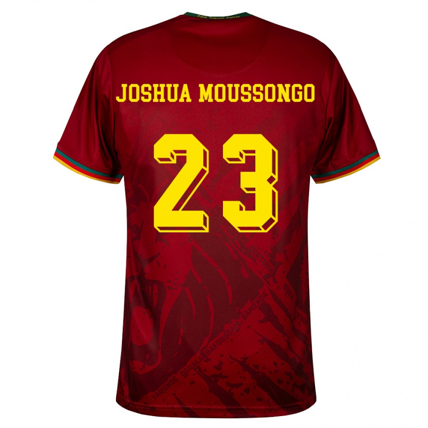 נשים כדורגל קמרון Fonda Joshua Moussongo #23 אדום עמוק ירוק צהוב הרחק ג'רזי 26-28