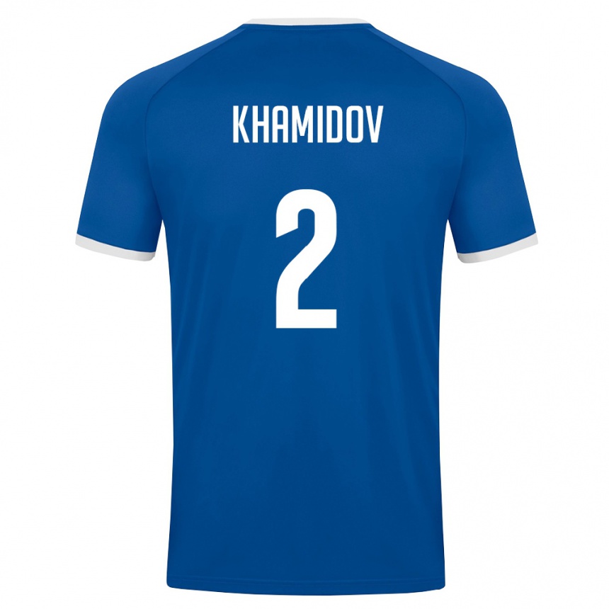 ילדים כדורגל אוזבקיסטן Saidkhon Khamidov #2 כחול מלכותי לבן ג'רזי ביתית 26-28