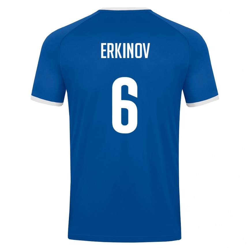 ילדים כדורגל אוזבקיסטן Bekhruz Erkinov #6 כחול מלכותי לבן ג'רזי ביתית 26-28
