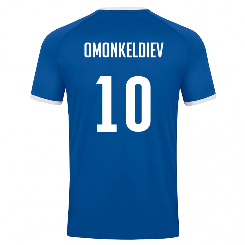 ילדים כדורגל אוזבקיסטן Fazliddin Omonkeldiev #10 כחול מלכותי לבן ג'רזי ביתית 26-28