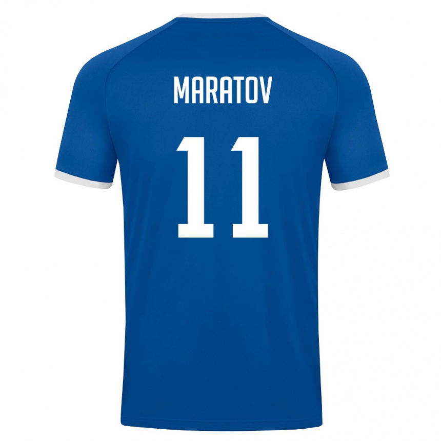 ילדים כדורגל אוזבקיסטן Ulugbek Maratov #11 כחול מלכותי לבן ג'רזי ביתית 26-28
