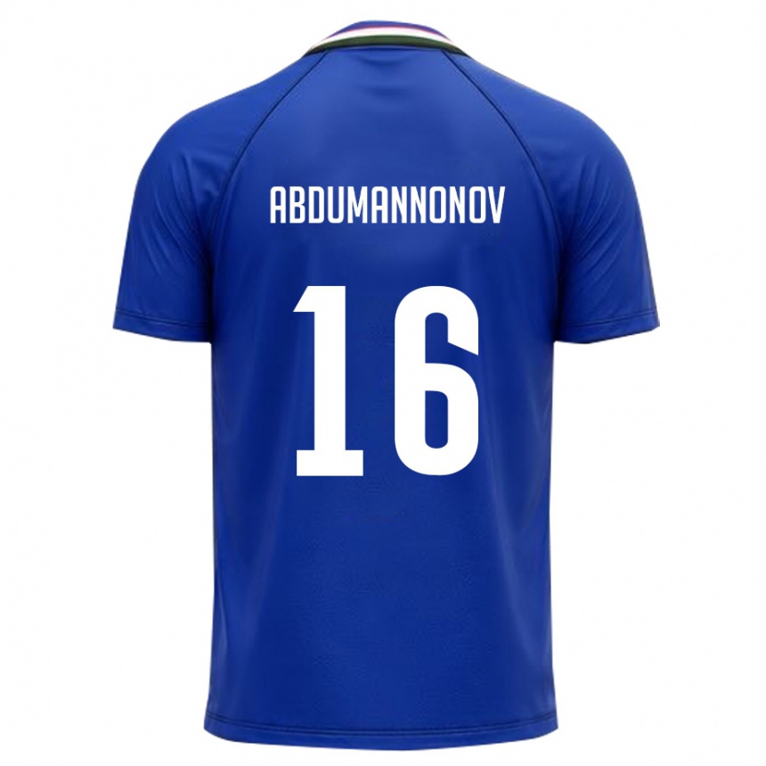 ילדים כדורגל אוזבקיסטן Shokhjakhon Abdumannonov #16 כחול מלכותי לבן ג'רזי ביתית 26-28