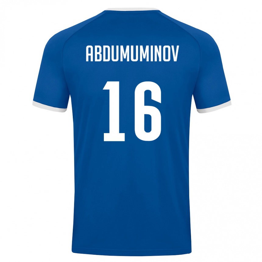 ילדים כדורגל אוזבקיסטן Azizbek Abdumuminov #16 כחול מלכותי לבן ג'רזי ביתית 26-28