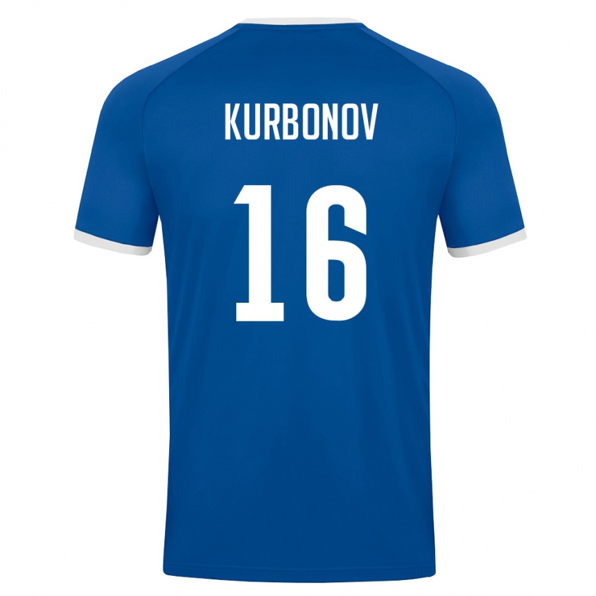 ילדים כדורגל אוזבקיסטן Bilol Kurbonov #16 כחול מלכותי לבן ג'רזי ביתית 26-28