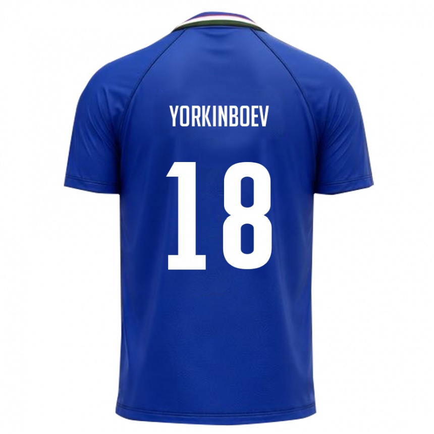 ילדים כדורגל אוזבקיסטן Shokhzhakhon Yorkinboev #18 כחול מלכותי לבן ג'רזי ביתית 26-28