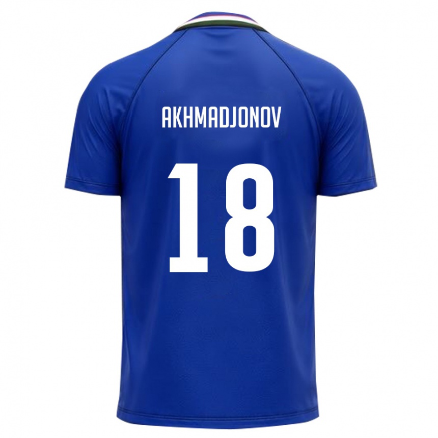 ילדים כדורגל אוזבקיסטן Narimonjon Akhmadjonov #18 כחול מלכותי לבן ג'רזי ביתית 26-28