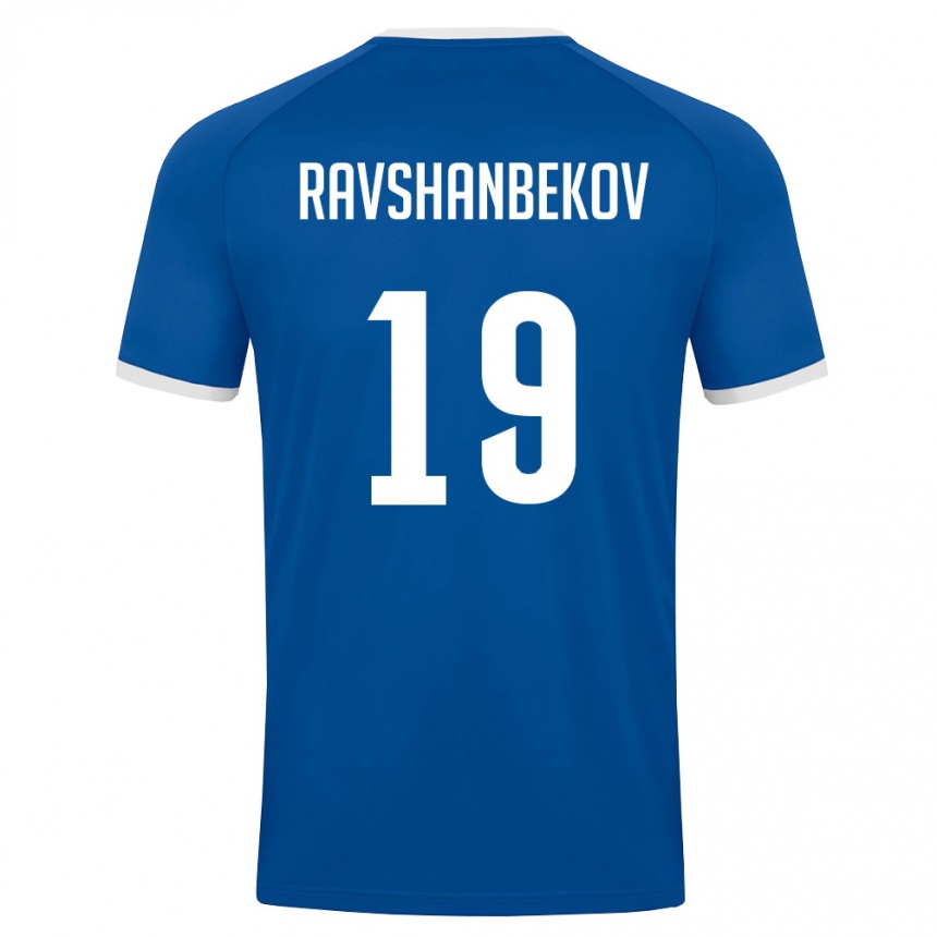 ילדים כדורגל אוזבקיסטן Akhrorbek Ravshanbekov #19 כחול מלכותי לבן ג'רזי ביתית 26-28