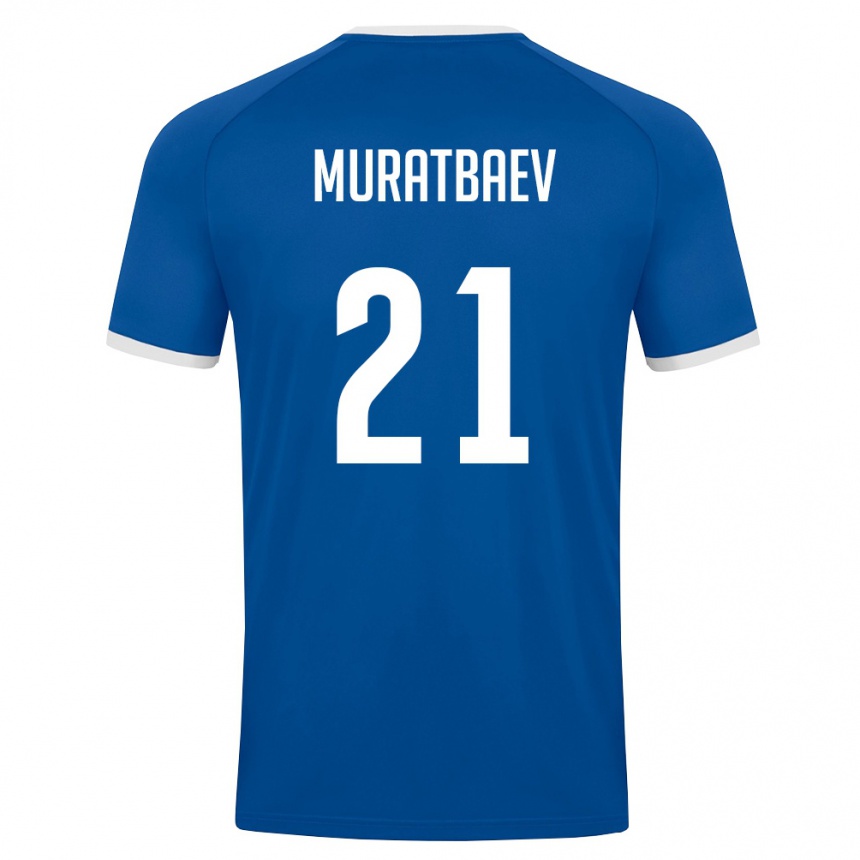 ילדים כדורגל אוזבקיסטן Samandar Muratbaev #21 כחול מלכותי לבן ג'רזי ביתית 26-28