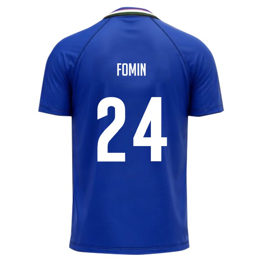 ילדים כדורגל אוזבקיסטן Rustambek Fomin #24 כחול מלכותי לבן ג'רזי ביתית 26-28