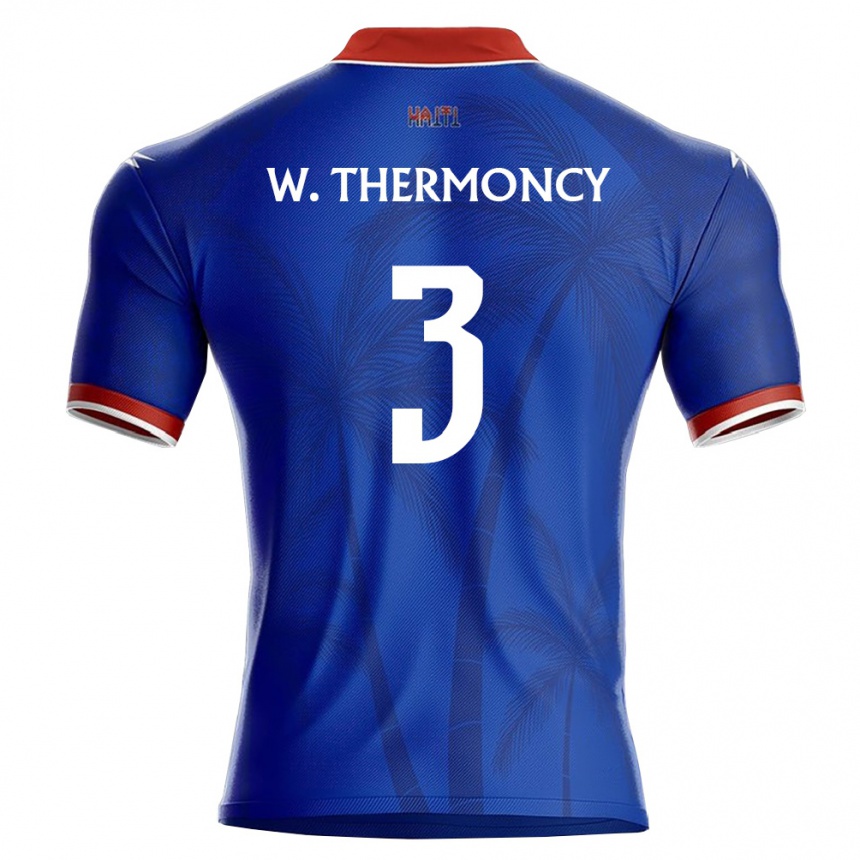 ילדים כדורגל האיטי Wasson Thermoncy #3 כחול אדום לבן ג'רזי ביתית 26-28