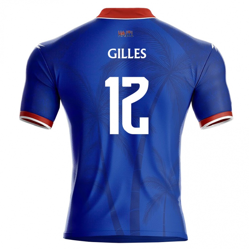 ילדים כדורגל האיטי Stephane Gilles #12 כחול אדום לבן ג'רזי ביתית 26-28