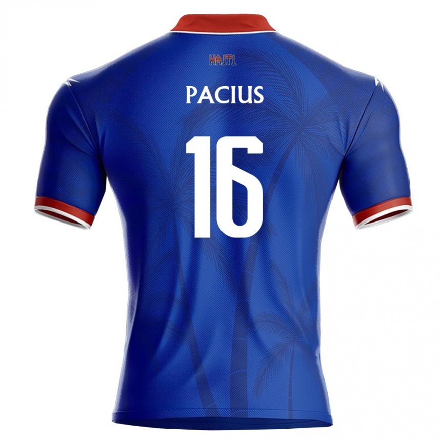 ילדים כדורגל האיטי Woobens Pacius #16 כחול אדום לבן ג'רזי ביתית 26-28