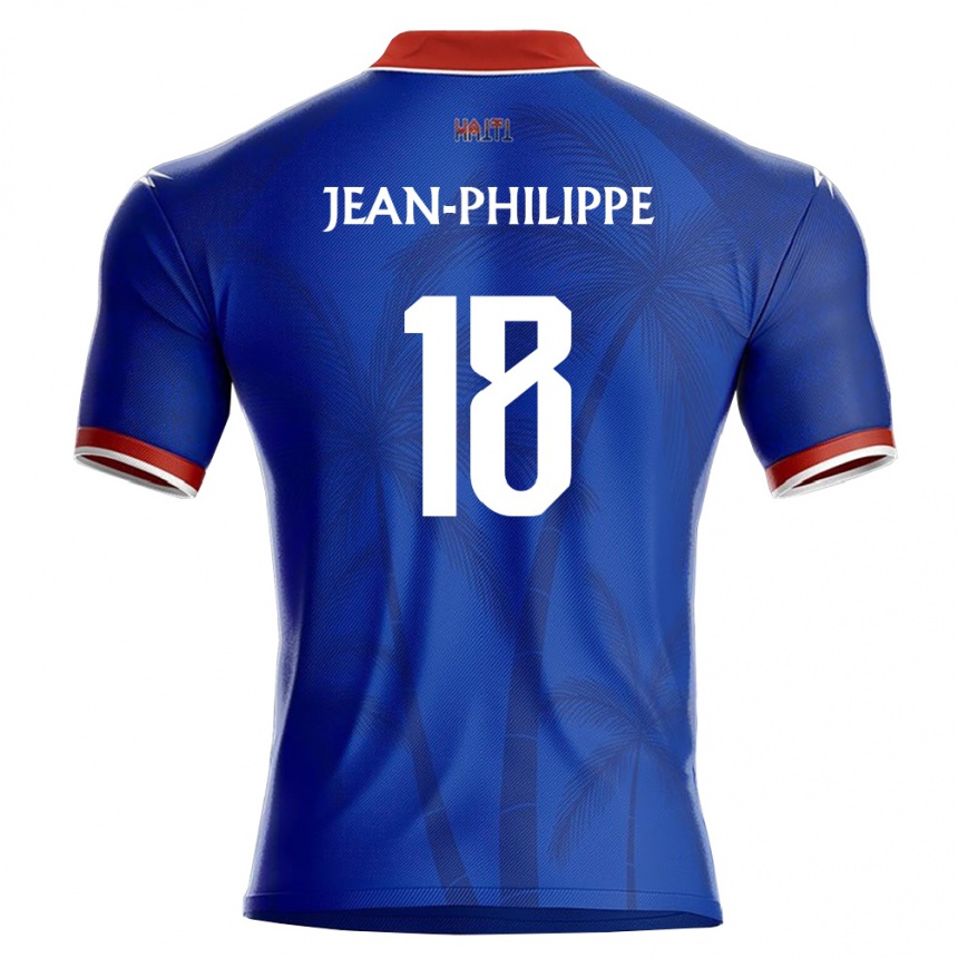 ילדים כדורגל האיטי Djouby Jean-Philippe #18 כחול אדום לבן ג'רזי ביתית 26-28