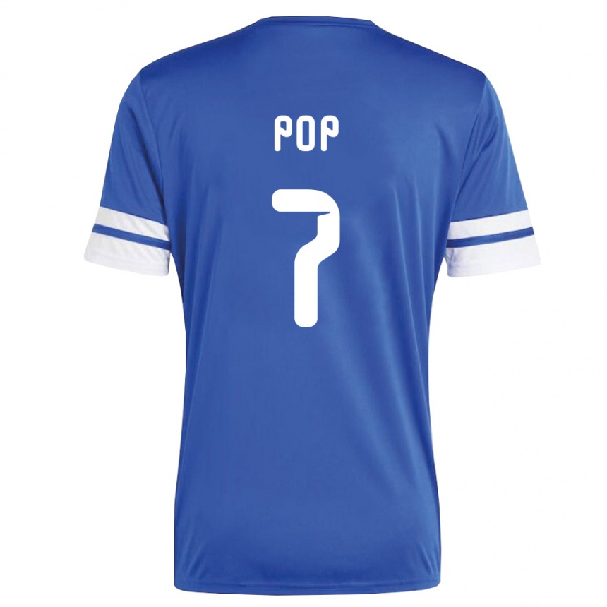 ילדים כדורגל קוראסאו Cristian Pop #7 כהה לבן ג'רזי ביתית 26-28