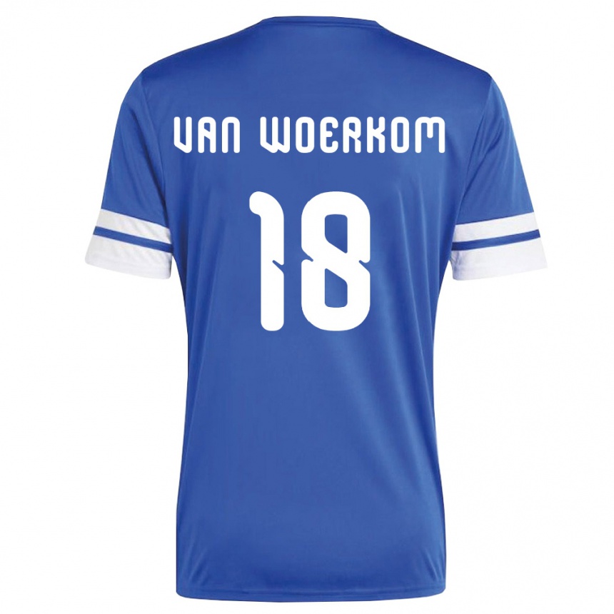 ילדים כדורגל קוראסאו Sebastian Van Woerkom #18 כהה לבן ג'רזי ביתית 26-28