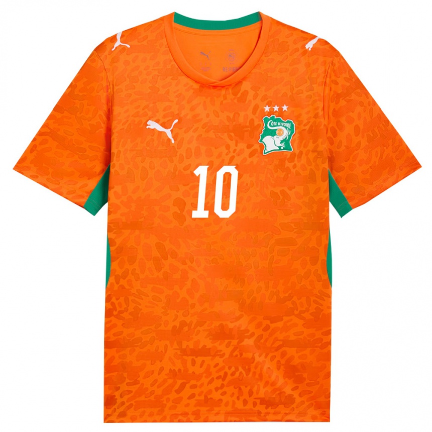 ילדים כדורגל חוף השנהב Ismael Toure #10 כתום ירוק לבן ג'רזי ביתית 26-28