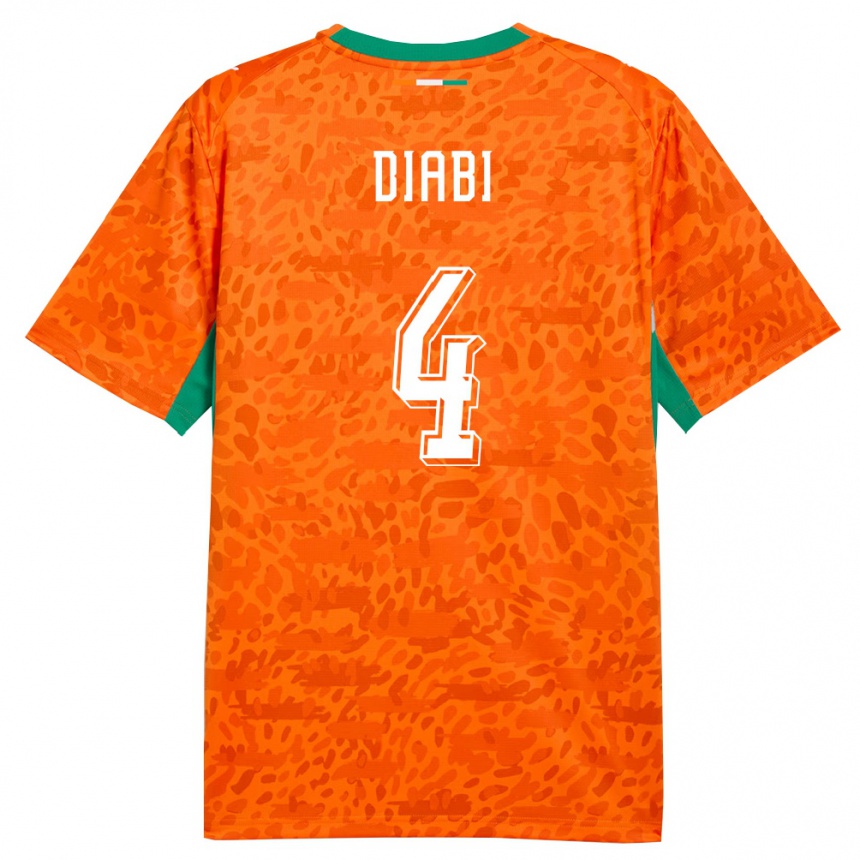 ילדים כדורגל חוף השנהב Ismail Diabi #4 כתום ירוק לבן ג'רזי ביתית 26-28