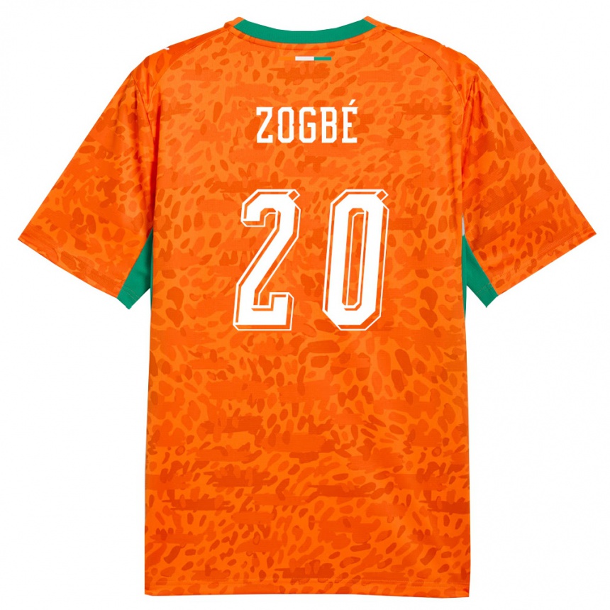 ילדים כדורגל חוף השנהב Luck Zogbé #20 כתום ירוק לבן ג'רזי ביתית 26-28
