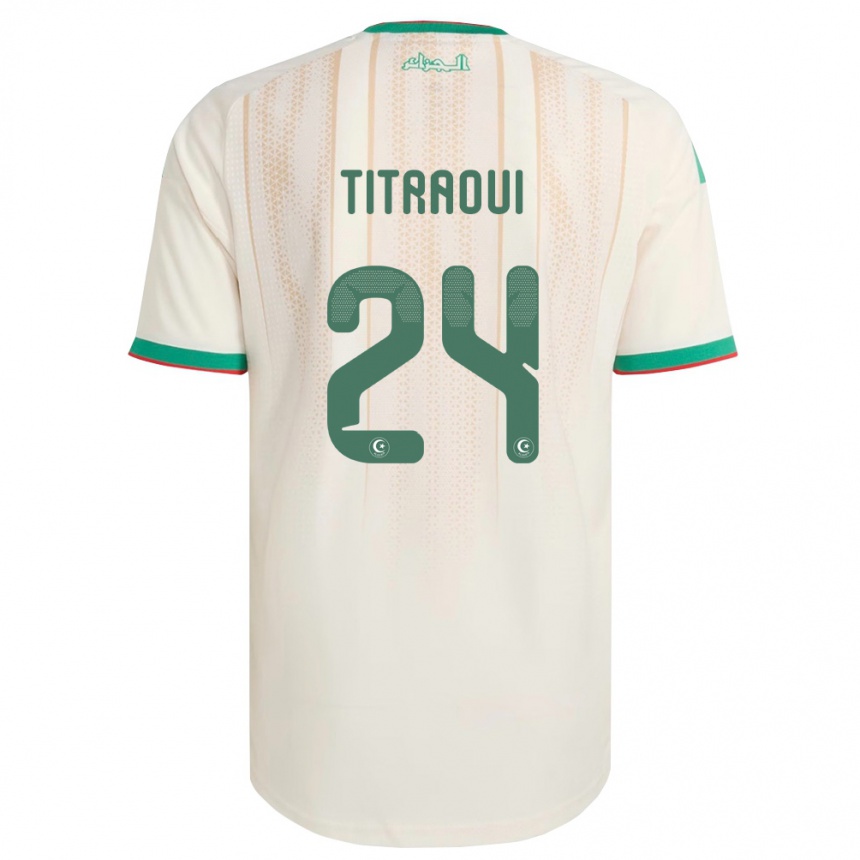 ילדים כדורגל אלג'יריה Yassine Titraoui #24 שמנת ירוק אדום ג'רזי ביתית 26-28