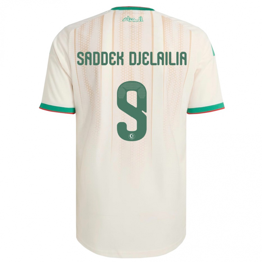 ילדים כדורגל אלג'יריה Mohamed Saddek Djelailia #9 שמנת ירוק אדום ג'רזי ביתית 26-28