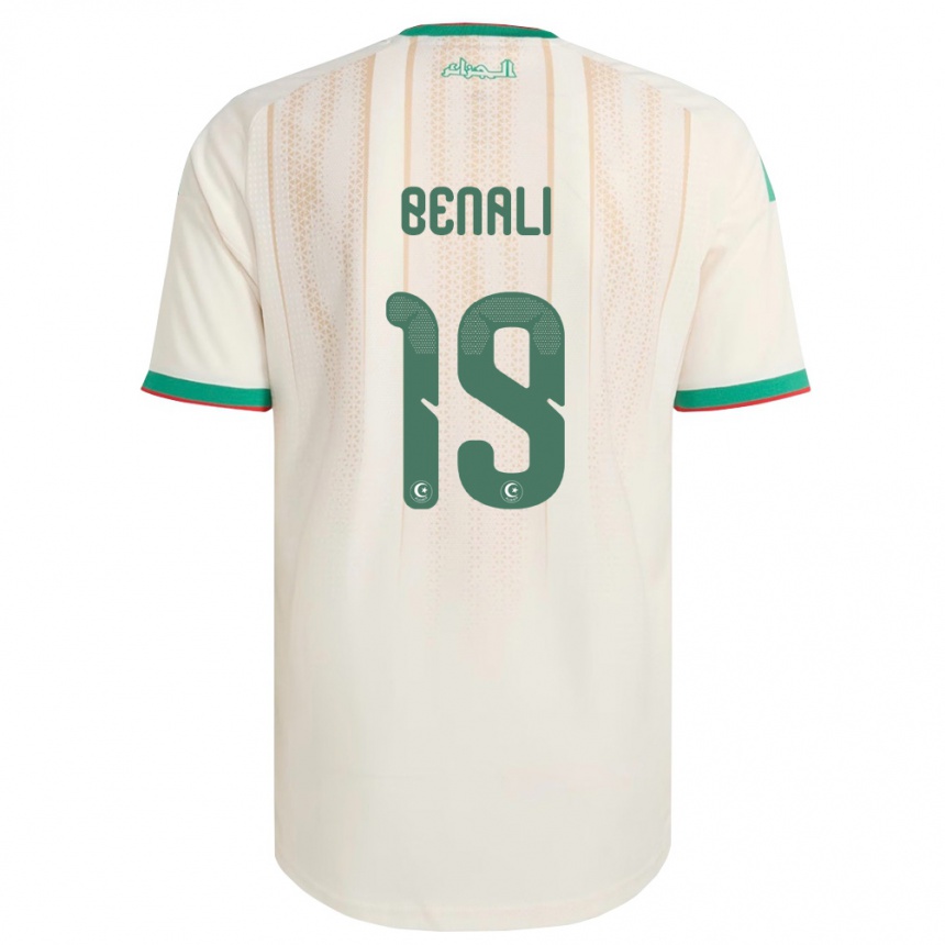 ילדים כדורגל אלג'יריה Adam Benali #19 שמנת ירוק אדום ג'רזי ביתית 26-28