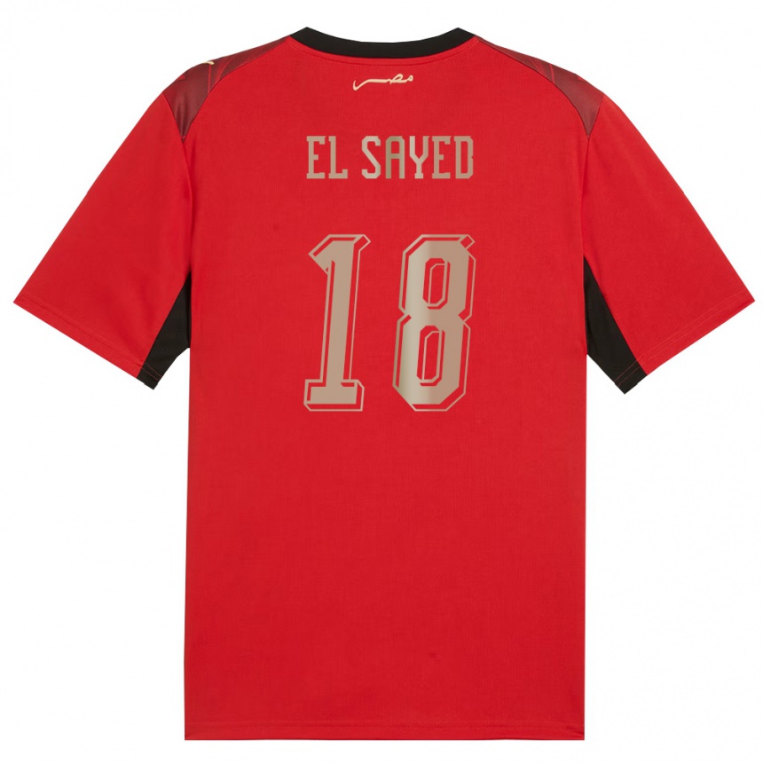 ילדים כדורגל מצרים Mohamed El Sayed #18 אדום שחור זהב ג'רזי ביתית 26-28