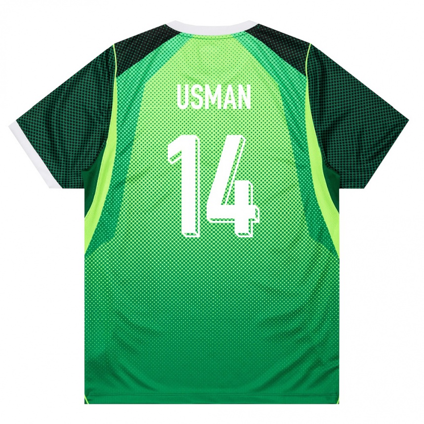 ילדים כדורגל ניגריה Buhari Usman #14 ירוק לבן ג'רזי ביתית 26-28
