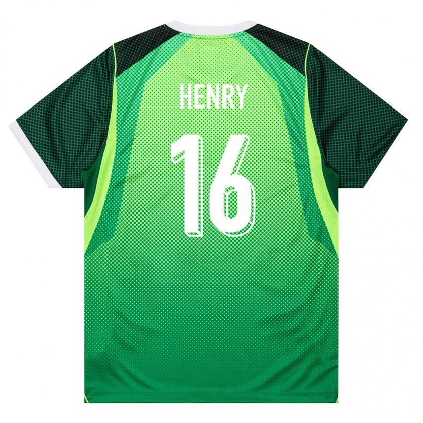 ילדים כדורגל ניגריה Caleb Henry #16 ירוק לבן ג'רזי ביתית 26-28