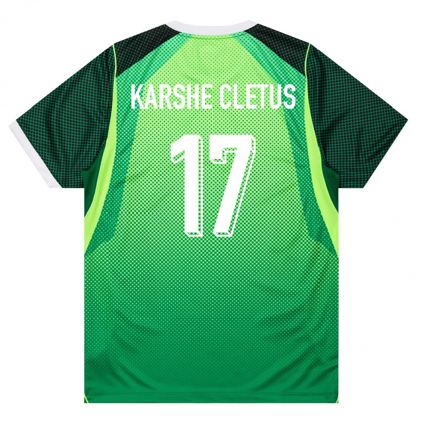ילדים כדורגל ניגריה Simon Karshe Cletus #17 ירוק לבן ג'רזי ביתית 26-28