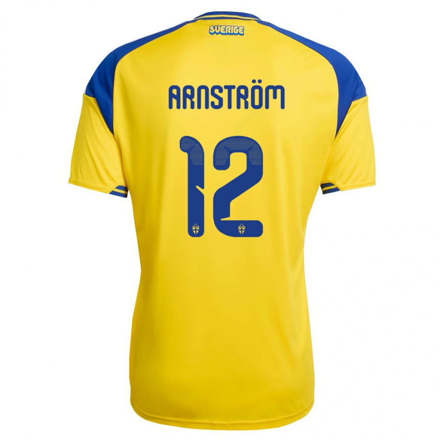 ילדים כדורגל שוודיה Vincent Arnström #12 צהוב כחול לבן ג'רזי ביתית 26-28