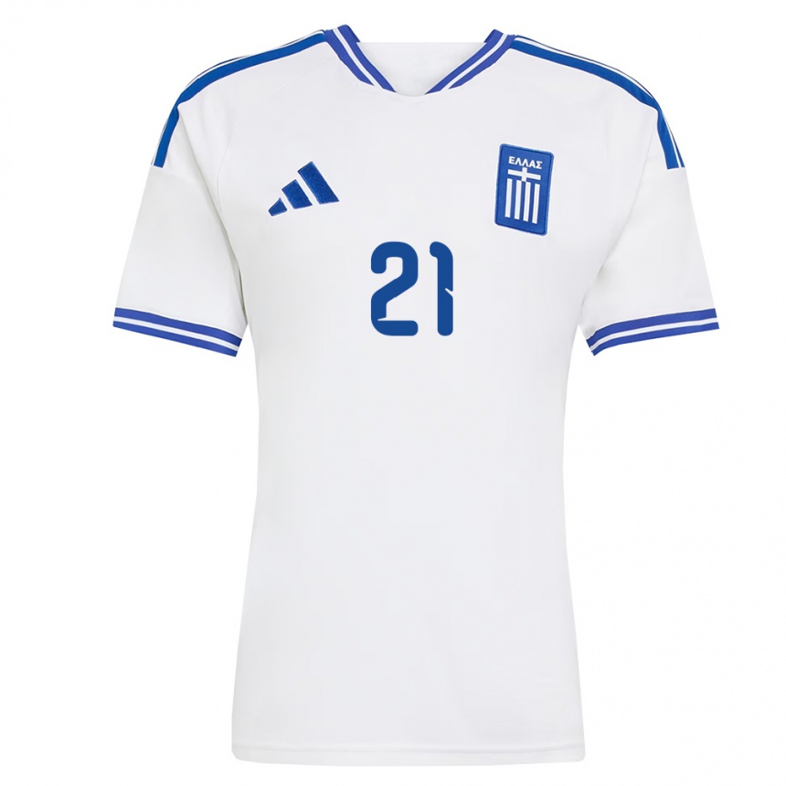 ילדים כדורגל יוון Giannis Theodosoulakis #21 לבן כחול ג'רזי ביתית 26-28 ילדים כדורגל יוון Giannis Theodosoulakis #21 לבן כחול ג'רזי ביתית 26-28