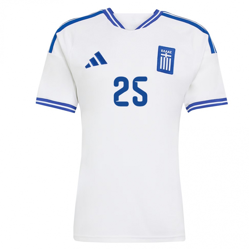 ילדים כדורגל יוון Sotiris Kontouris #25 לבן כחול ג'רזי ביתית 26-28