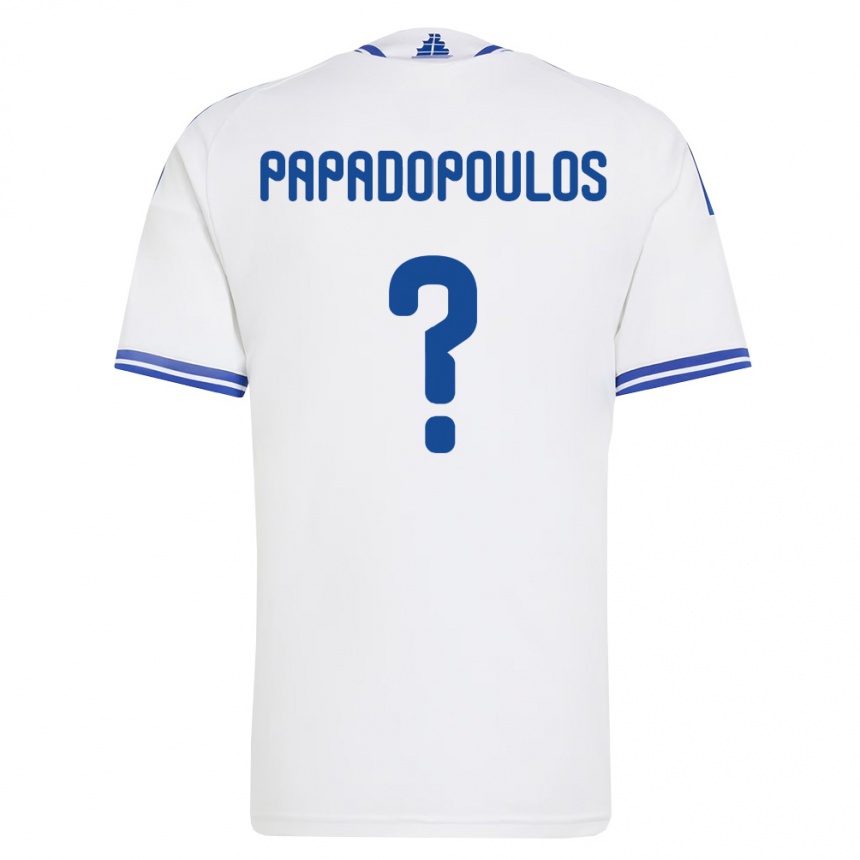 ילדים כדורגל יוון Christos Papadopoulos #0 לבן כחול ג'רזי ביתית 26-28