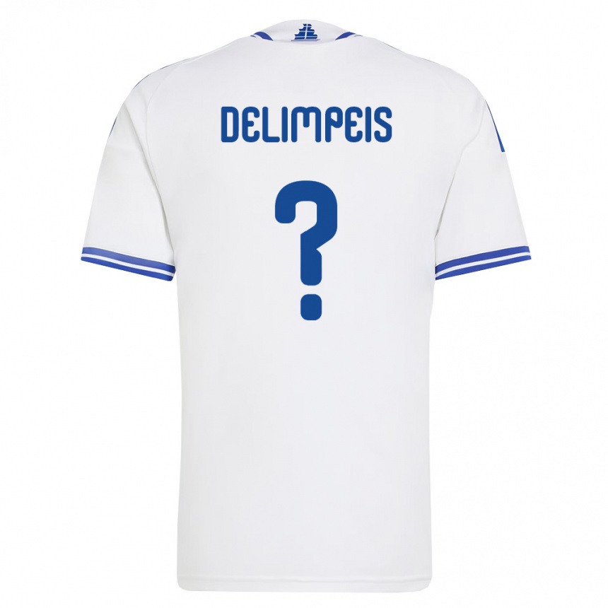 ילדים כדורגל יוון Lampros Delimpeis #0 לבן כחול ג'רזי ביתית 26-28