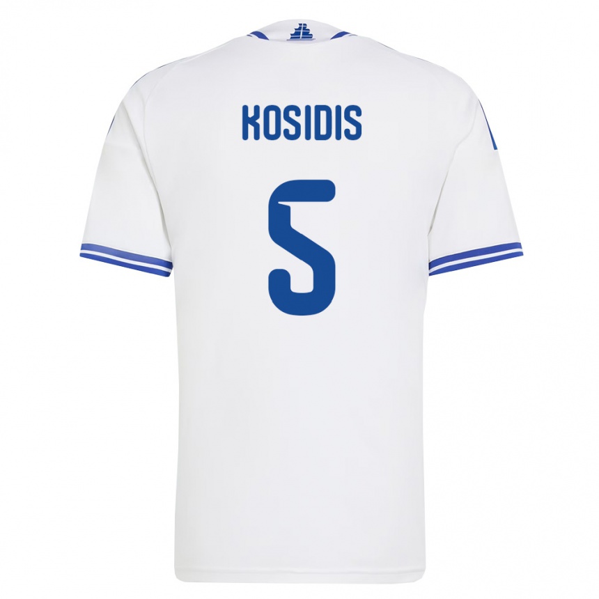 ילדים כדורגל יוון Georgios Kosidis #5 לבן כחול ג'רזי ביתית 26-28