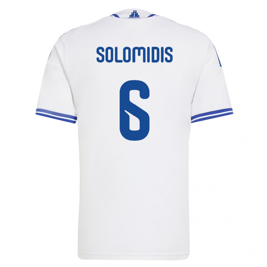 ילדים כדורגל יוון Fotios Solomidis #6 לבן כחול ג'רזי ביתית 26-28