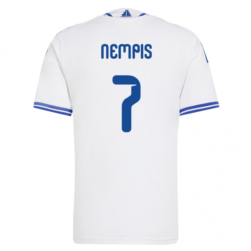ילדים כדורגל יוון Iason Nempis #7 לבן כחול ג'רזי ביתית 26-28