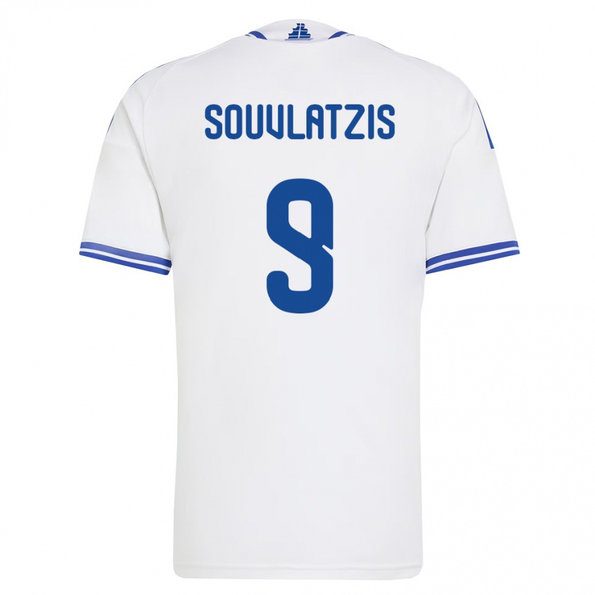ילדים כדורגל יוון Konstantinos Souvlatzis #9 לבן כחול ג'רזי ביתית 26-28