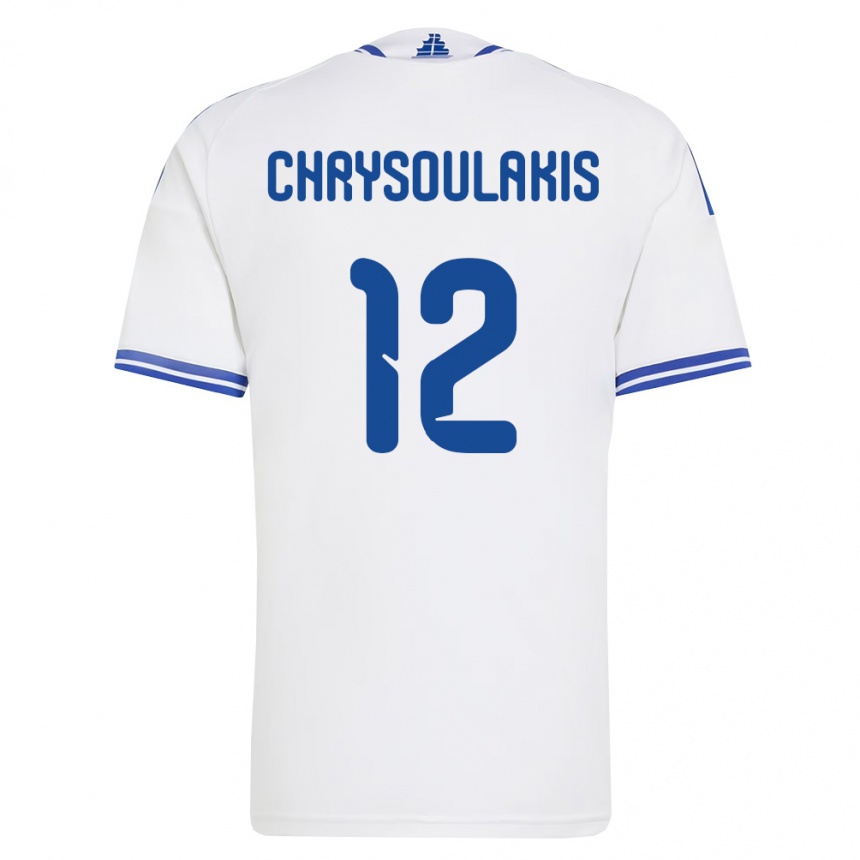 ילדים כדורגל יוון Giannis Chrysoulakis #12 לבן כחול ג'רזי ביתית 26-28