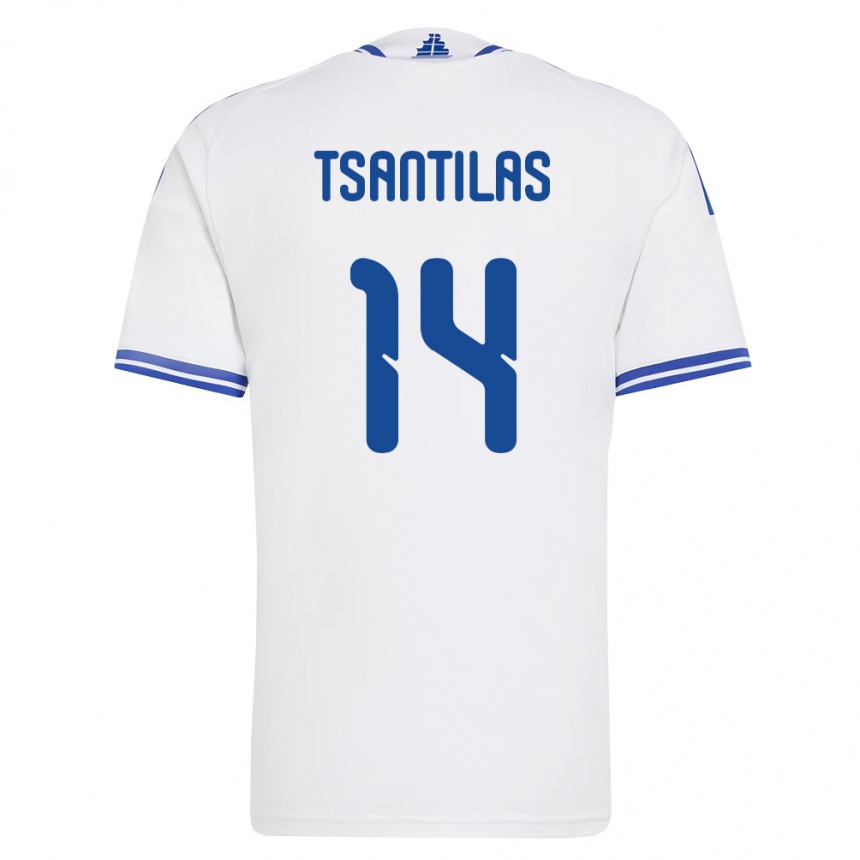 ילדים כדורגל יוון Panagiotis Tsantilas #14 לבן כחול ג'רזי ביתית 26-28