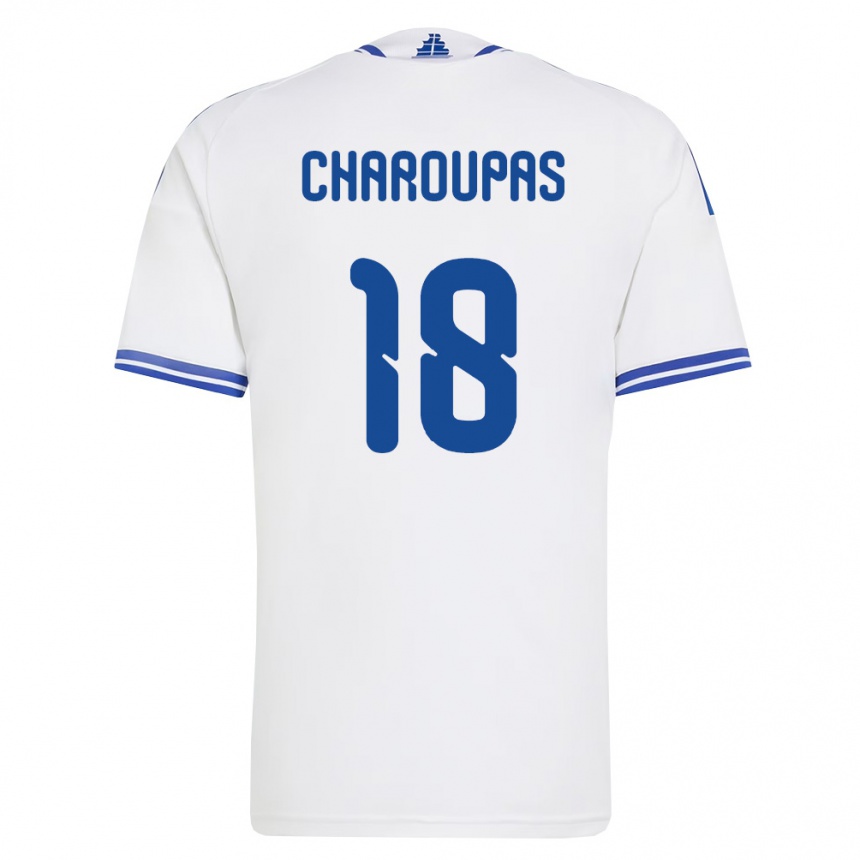 ילדים כדורגל יוון Konstantinos Charoupas #18 לבן כחול ג'רזי ביתית 26-28