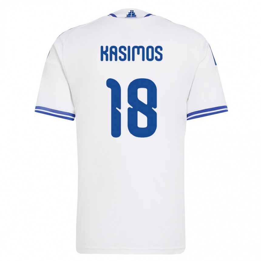 ילדים כדורגל יוון Georgios Kasimos #18 לבן כחול ג'רזי ביתית 26-28
