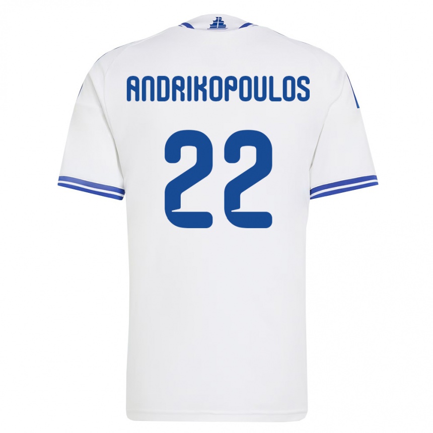 ילדים כדורגל יוון Angelos Andrikopoulos #22 לבן כחול ג'רזי ביתית 26-28