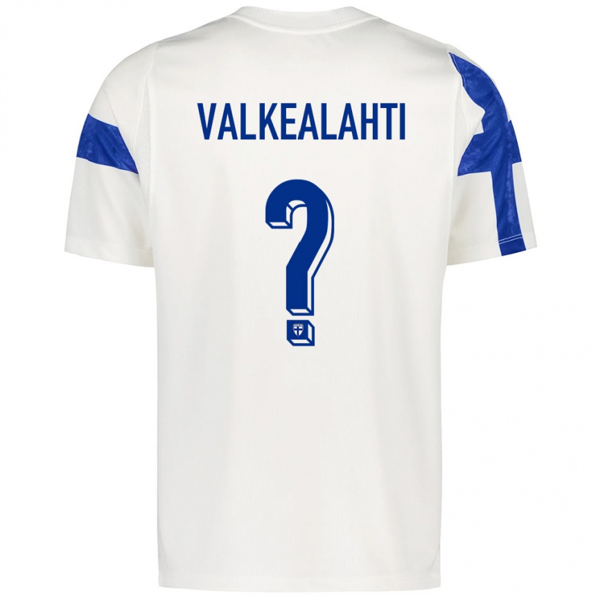 ילדים כדורגל פינלנד Viljami Valkealahti #0 לבן כחול ג'רזי ביתית 26-28