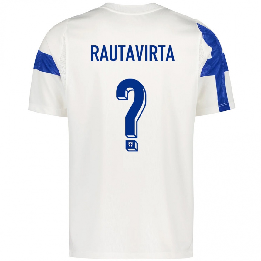 ילדים כדורגל פינלנד Rasmus Rautavirta #0 לבן כחול ג'רזי ביתית 26-28