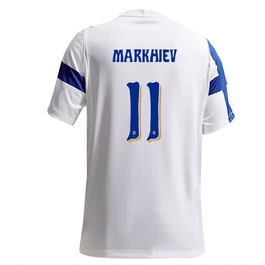 ילדים כדורגל פינלנד Adam Markhiev #11 לבן כחול ג'רזי ביתית 26-28