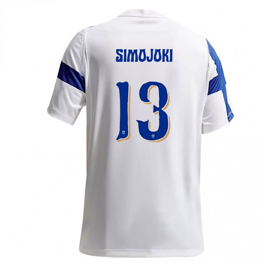 ילדים כדורגל פינלנד Kaius Simojoki #13 לבן כחול ג'רזי ביתית 26-28
