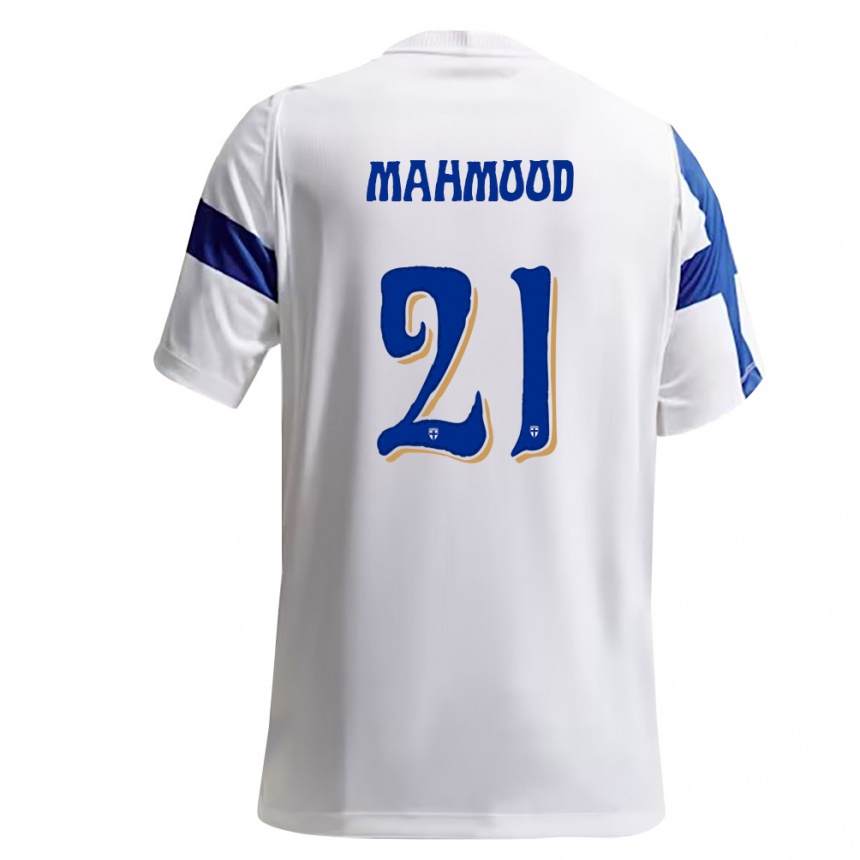 ילדים כדורגל פינלנד Mustafa Mahmood #21 לבן כחול ג'רזי ביתית 26-28
